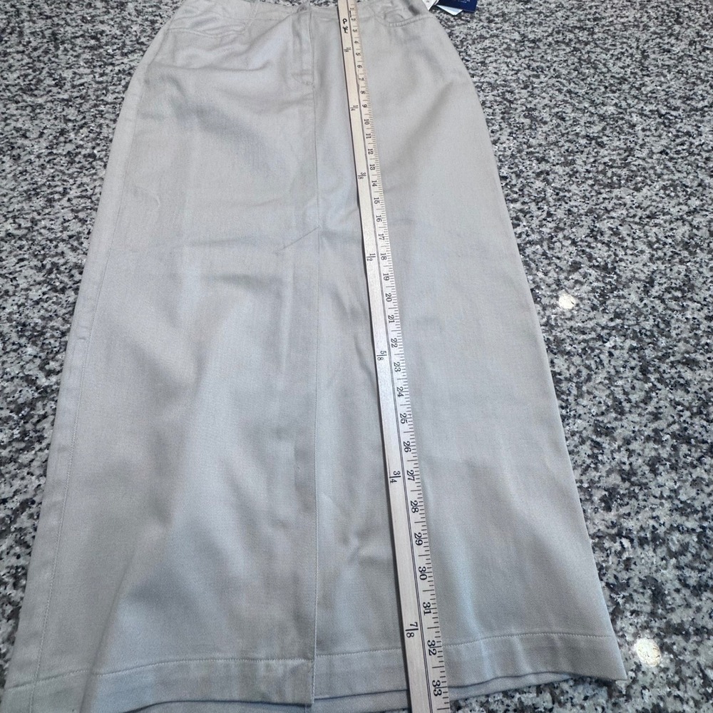 NWT Liz Claiborne Sport Petite Tan Cotton Blend‎ Wrinkle Free Midi Skirt Size 8 - Picture 6 of 11